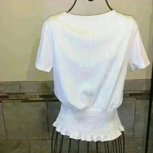 Paper Crane Women Top Blouse short sleeve cream Size M - Picture 5 of 5